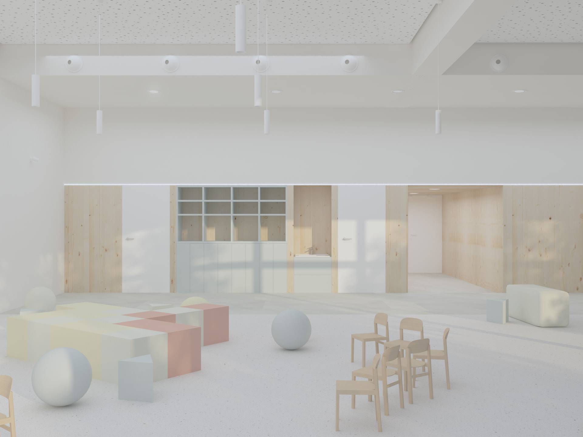Render de sala de espera