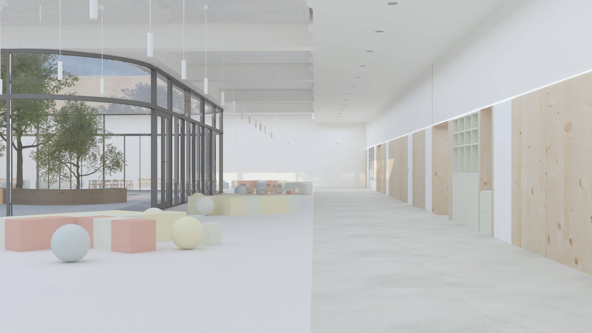 Render de sala de espera