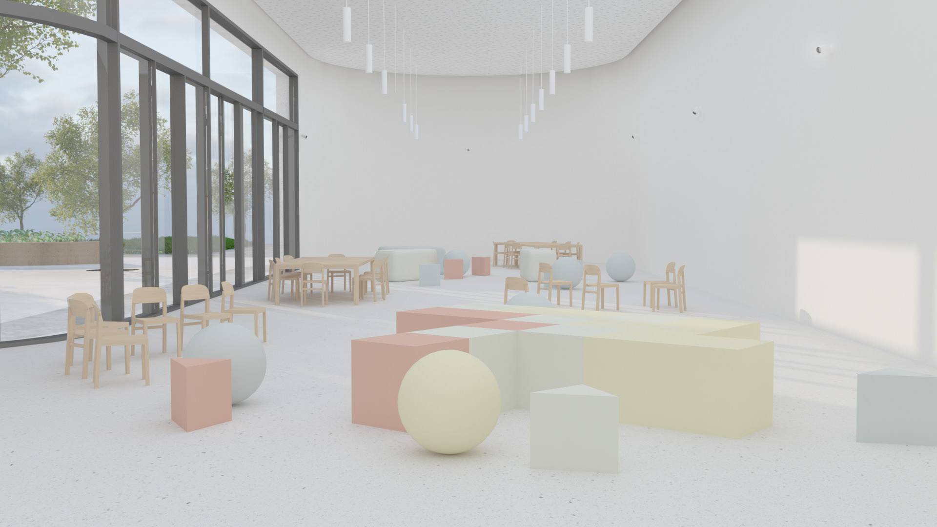 Render de sala de espera